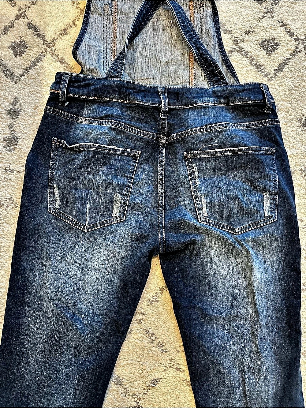Free People FP Utility Overall Denim Straight Leg Overalls Waist 27 - Picture 7 of 10